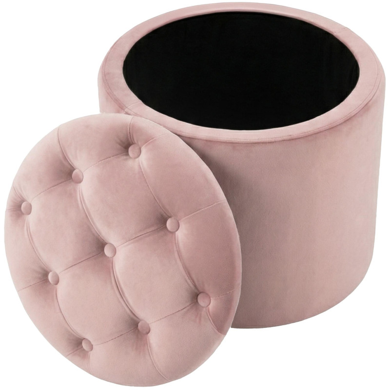 Pouf coffre rond capitonné velours...