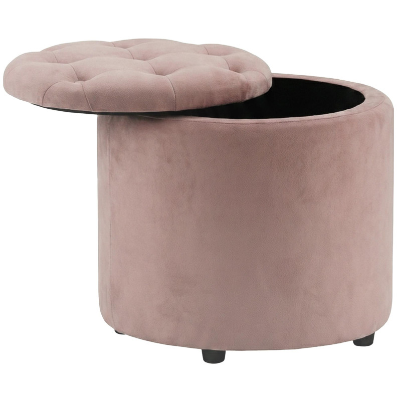 Pouf coffre rond capitonné velours...