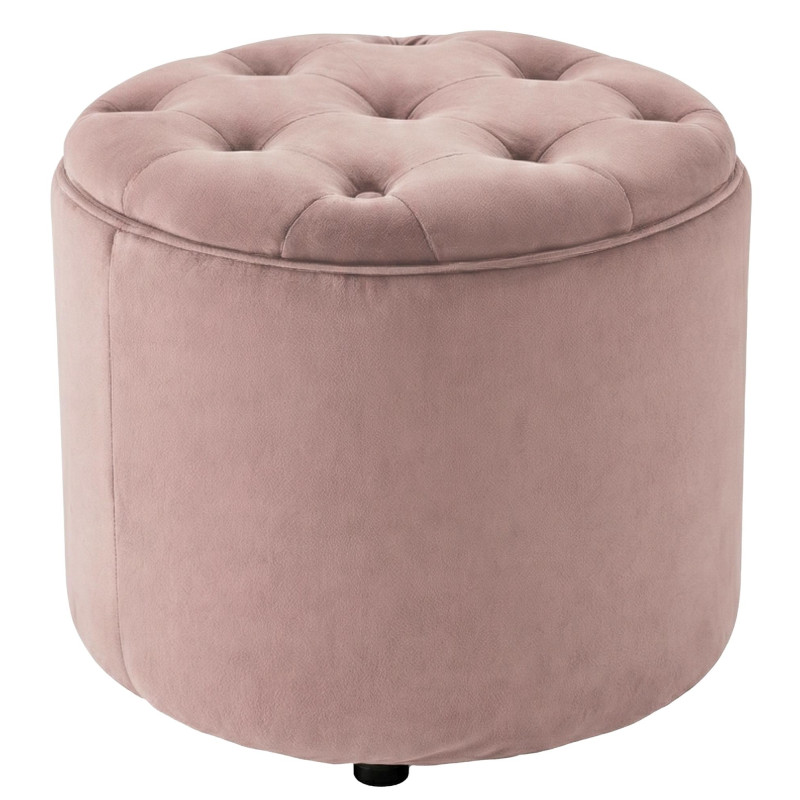Pouf coffre rond capitonné velours...