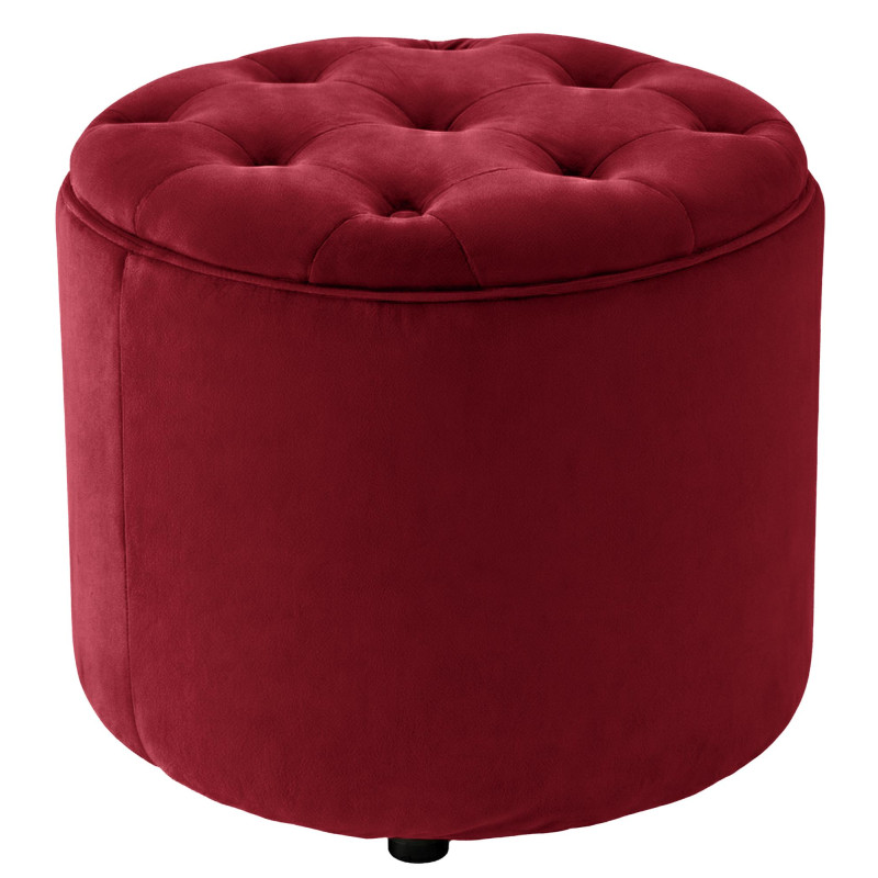Pouf coffre rond capitonné velours...