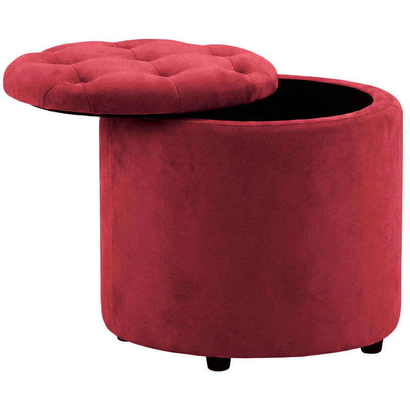 Pouf coffre rond capitonné velours...
