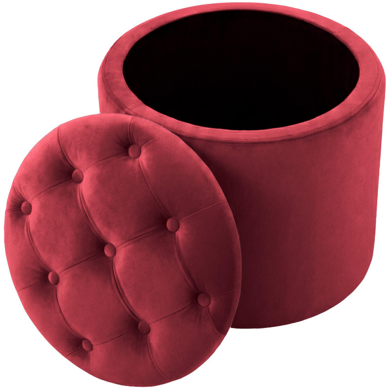 Pouf coffre rond capitonné velours...