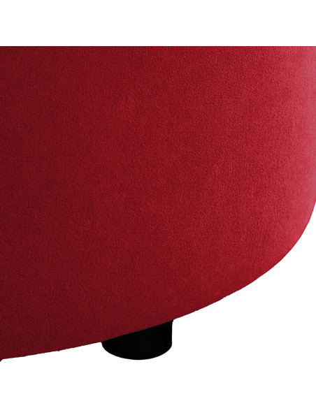 Pouf coffre rond capitonné velours rouge 44x44x42 cm Paimpol