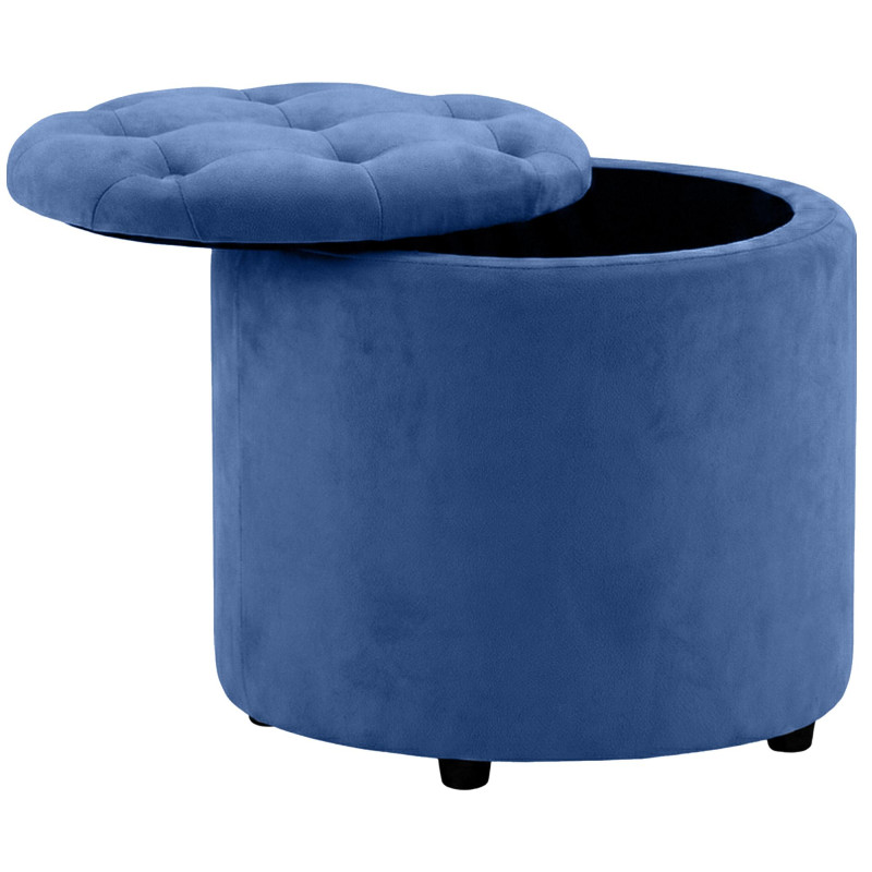 Pouf coffre rond capitonné velours...