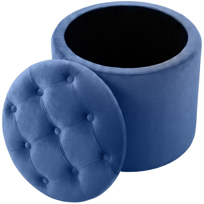 Pouf coffre rond capitonné velours...
