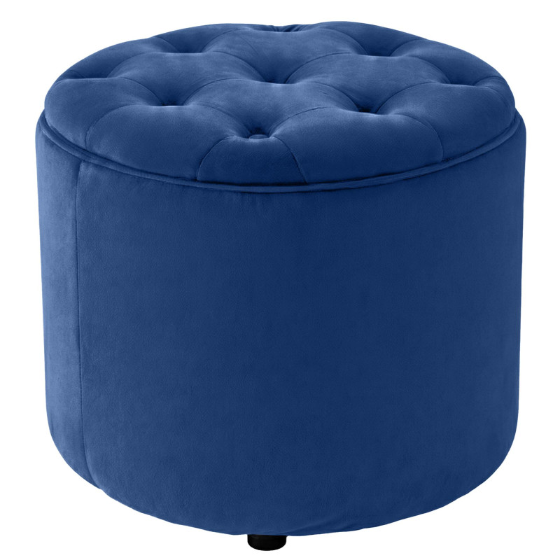 Pouf coffre rond capitonné velours...