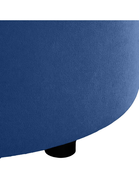 Pouf coffre rond capitonné velours bleu profond 44x44x42 cm Paimpol