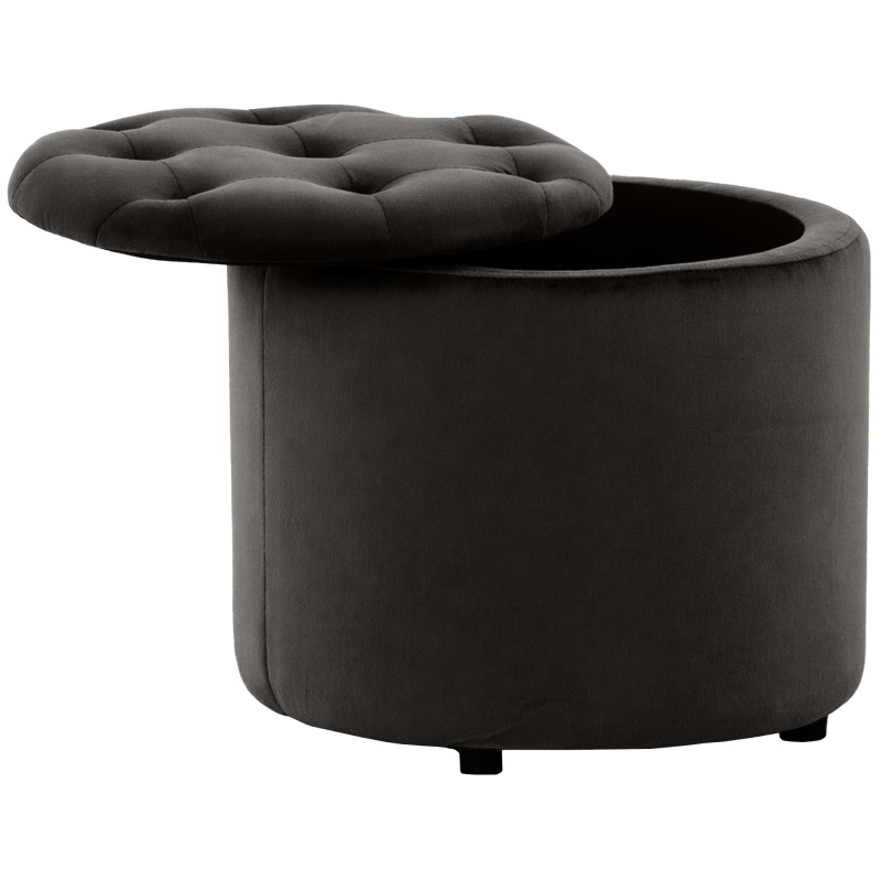 Pouf coffre rond capitonné velours...