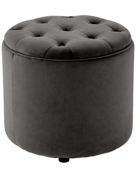 Pouf coffre rond capitonné velours gris anthracite...