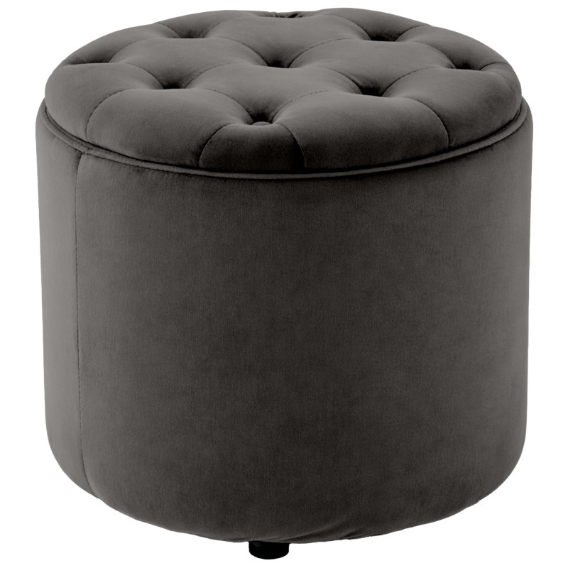 Pouf coffre rond capitonné velours...