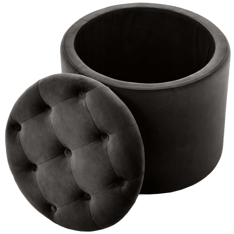 Pouf coffre rond capitonné velours...