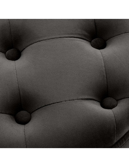 Pouf coffre rond capitonné velours gris anthracite 44x44x42 cm Paimpol