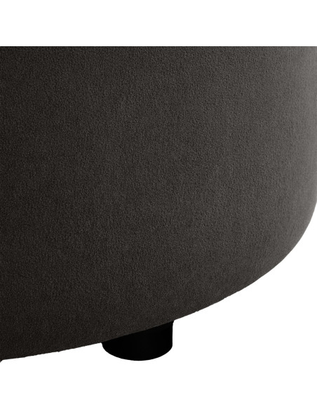 Pouf coffre rond capitonné velours gris anthracite 44x44x42 cm Paimpol