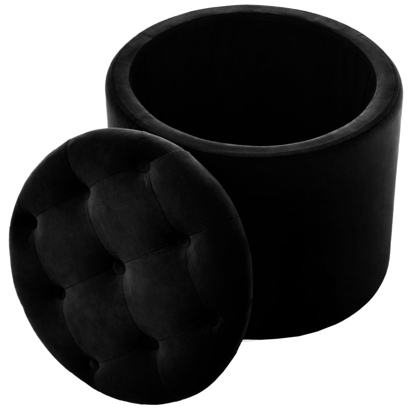 Pouf coffre rond capitonné velours...