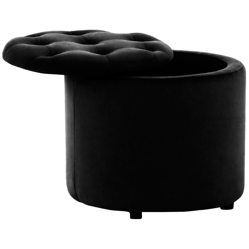 Pouf coffre rond capitonné velours...