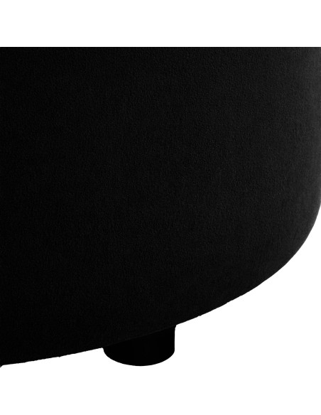 Pouf coffre rond capitonné velours noir 44x44x42 cm Paimpol