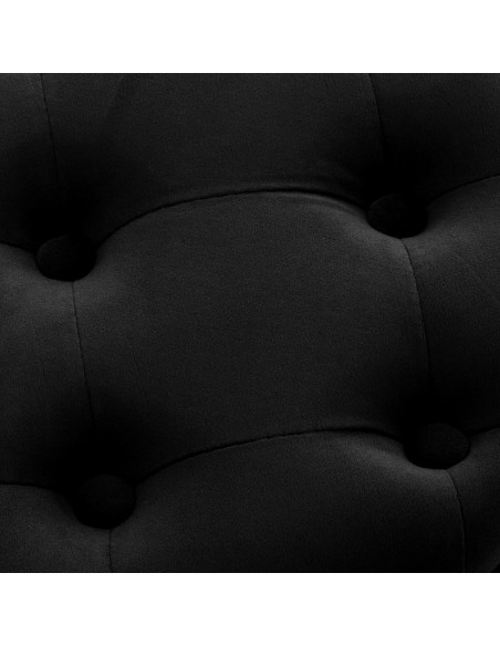 Pouf coffre rond capitonné velours noir 44x44x42 cm Paimpol