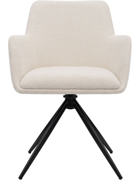 Chaise de salle à manger pivotante bouclette crème 56x58x82 cm Asolo