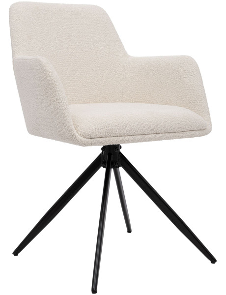 Chaise de salle à manger pivotante bouclette crème...