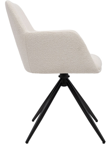 Chaise de salle à manger pivotante bouclette crème 56x58x82 cm Asolo