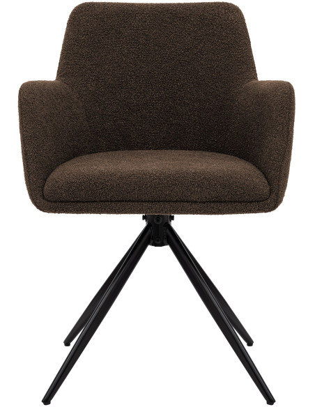 Chaise de salle à manger pivotante bouclette marron chocolat 56x58x82 cm Asolo