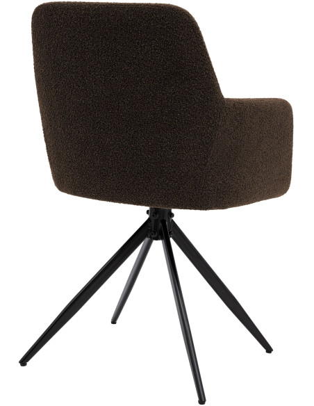Chaise de salle à manger pivotante bouclette marron chocolat 56x58x82 cm Asolo