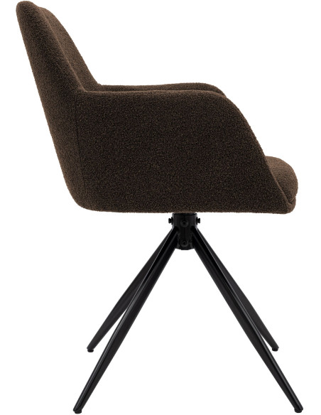 Chaise de salle à manger pivotante bouclette marron chocolat 56x58x82 cm Asolo