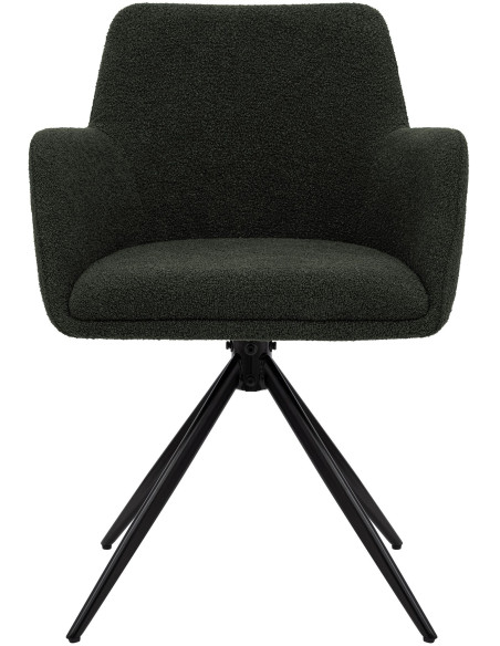 Chaise de salle à manger pivotante bouclette verte 56x58x82 cm Asolo