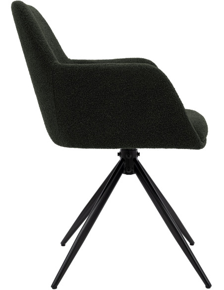Chaise de salle à manger pivotante bouclette verte 56x58x82 cm Asolo
