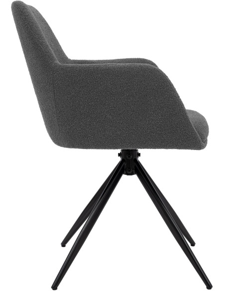 Chaise de salle à manger pivotante bouclette gris ardoise 56x58x82 cm Asolo