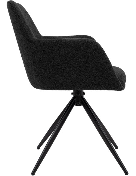 Chaise de salle à manger pivotante bouclette gris foncé 56x58x82 cm Asol