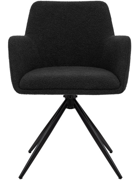 Chaise de salle à manger pivotante bouclette gris foncé 56x58x82 cm Asol