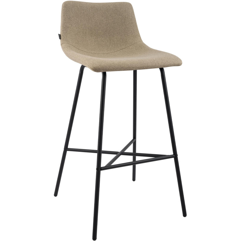 Tabouret de bar tissu taupe hauteur 75 cm Cortona  - 1
