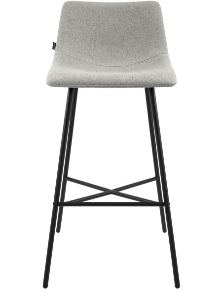 Tabouret de bar tissu gris clair hauteur 75 cm Cortona
