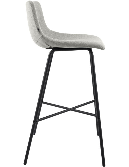 Tabouret de bar tissu gris clair hauteur 75 cm Cortona