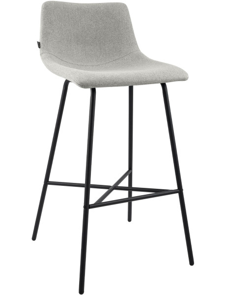 Tabouret de bar tissu gris clair hauteur 75 cm Cortona