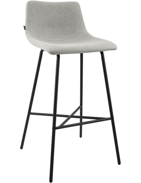 Tabouret de bar tissu gris clair hauteur 75 cm Cortona