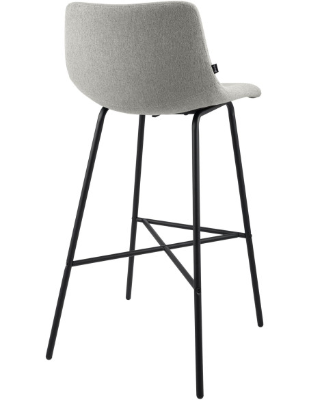 Tabouret de bar tissu gris clair hauteur 75 cm Cortona
