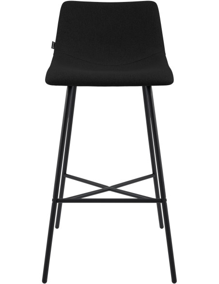 Tabouret de bar tissu noir hauteur 75 cm Cortona