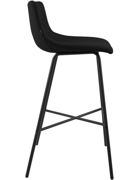 Tabouret de bar tissu noir hauteur 75 cm Cortona