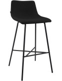 Tabouret de bar tissu noir hauteur 75 cm Cortona