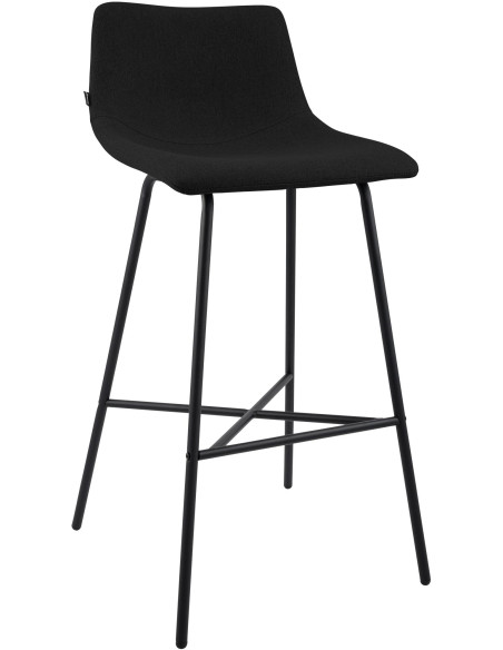 Tabouret de bar tissu noir hauteur 75 cm Cortona
