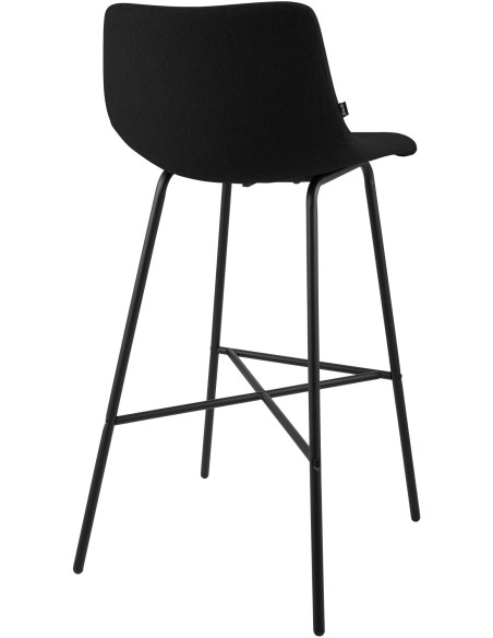 Tabouret de bar tissu noir hauteur 75 cm Cortona