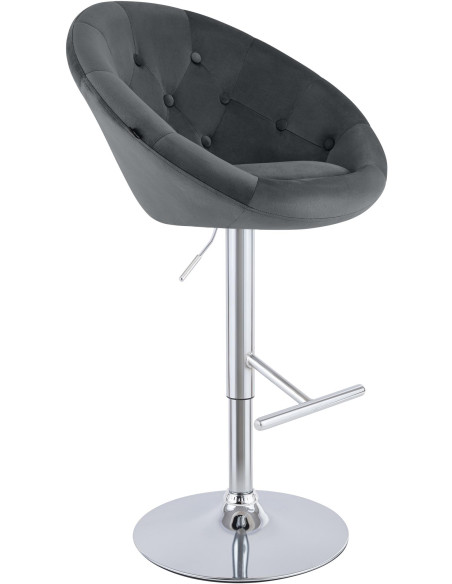 Tabouret de bar velours gris foncé réglable Stresa