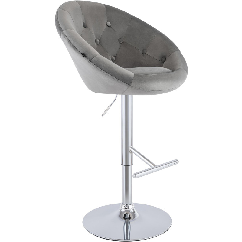 Tabouret de bar velours gris réglable...
