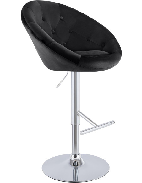 Tabouret de bar velours noir réglable Stresa