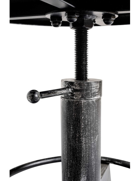 Tabouret industriel réglable polyuréthane taupe argent vieilli Terni
