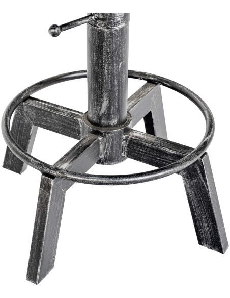 Tabouret industriel réglable polyuréthane taupe argent vieilli Terni