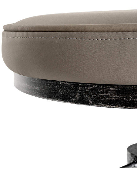 Tabouret industriel réglable polyuréthane taupe argent vieilli Terni