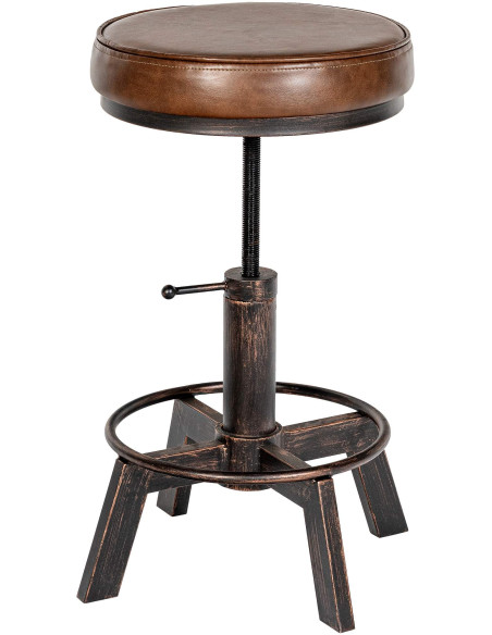 Tabouret industriel réglable polyuréthane marron bronze Terni